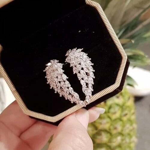 Handmade Angel wings Ring Diamond Jewelry 100% 925 Sterling Silver Engagement Wedding Band Rings for women Party Jewelry