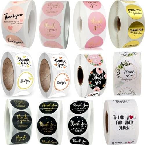 500pcs scrapbooking thank you stickers seal cute kraft Adhesive labels gift stickers kitchen jar Personalized Round sticker roll