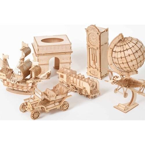 Laser Cutting 3D Wooden Puzzle Toy DIY Sailing Ship aircraft car Toys Assembly Model Wood Kits Desk Decoration children toy