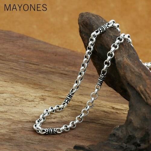 MAYONES 4mm100% Real 925 Sterling Silver Chains Chokers Necklaces for Men Silver Accessories 45-80cm Long Thai Silve Jewelry