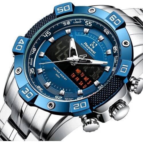 Mens Watch Chronograph Digital Quartz Wristwatch Steel Luxury Relogio Masculino Watch Herren Uhren Gifts for Men