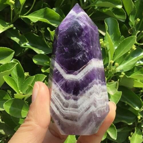 Natural Dream Amethyst Quartz Crystal Point Polyhedron Prism
