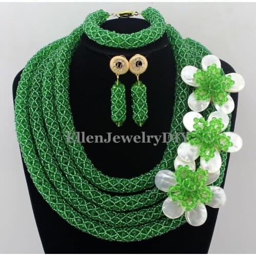 New Arrived Statement Necklace Nigerian Wedding beads Set Necklace Classic Women Crystal African Beads Jewelry Set W12661