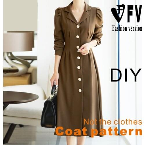 Single-breasted trench coat pattern ladies stand-up collar fashion 1:1 clothing production cutting drawings BFY-314