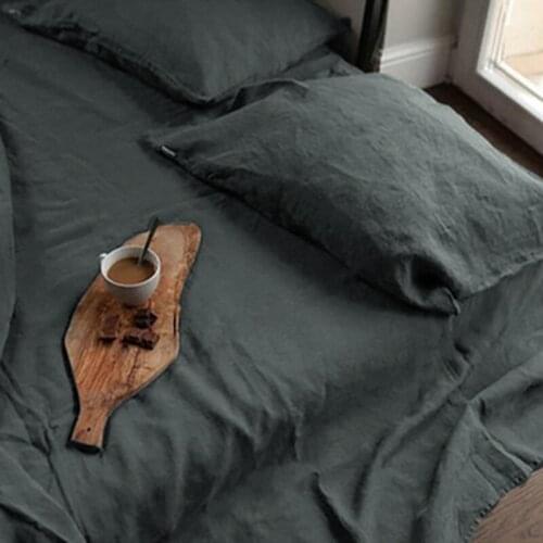 Pure Color Bed Linen Cotton Flat Bed Sheet Set Bed Cover Custom Flax Linen Duvet Cover 2Pcs Pillowcase housse de couette 220x240