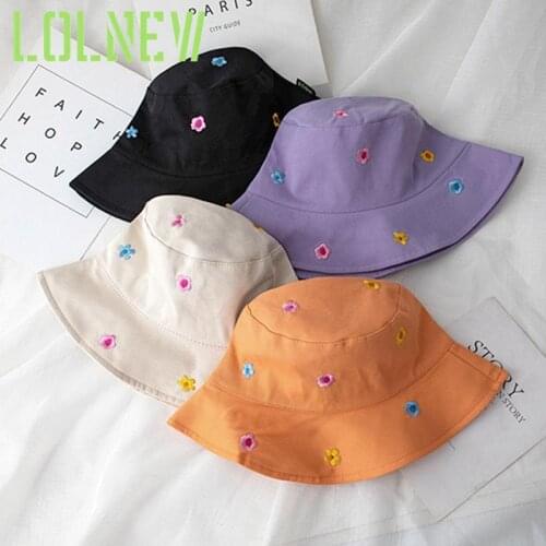 Men Women Flower Embroidery Bucket Hats Cotton Flower Embroidery Bucket Hat For Outdoor Travel Fashion Sun Proof