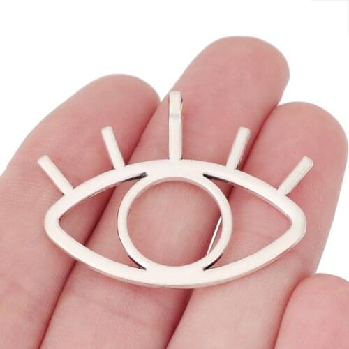 20 x Antique Silver Color Open Evil Eye Charms Pendants for Necklace Jewelry Making Accessories 33x42mm