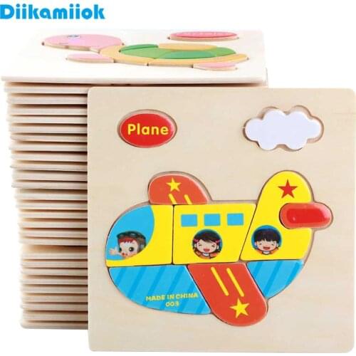 Sale Wooden 3D Puzzle Jigsaw Toys For Children Cartoon Animal Vehicle Wood Puzzles Intelligence Kids Baby Early Educational Toy
