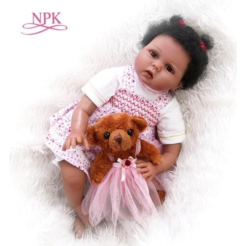 NPK 55CM lifelike soft body 100% handmade detailed painting collectibles art doll reborn doll African American baby