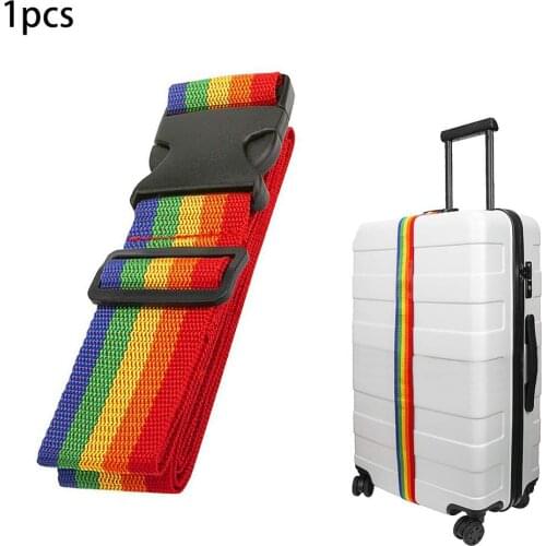 Password Lock Adjustable Nylon Travel Luggage Backpack Bag Luggage Suitcase Straps Baggage Rainbow Belt Adjustable