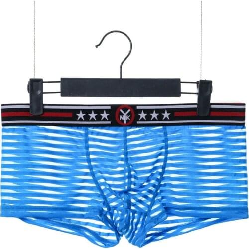 Sexy Mens Underwear Penis Boxer Shorts Striped See Through Boxers Trunks Breathable Boxershorts Hombre Panties Male Underpants