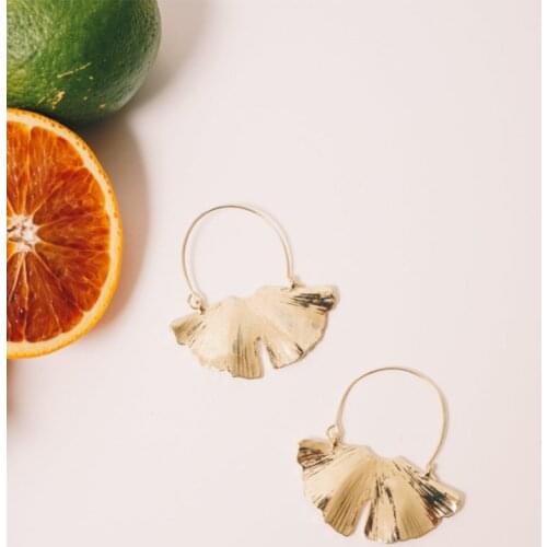Boho Style Ginkgo Leaf Hoop Earrings Nature Inspired Jewelry, Gift Ginkgo Biloba Evie Earrings Golden Botanical Calentones day