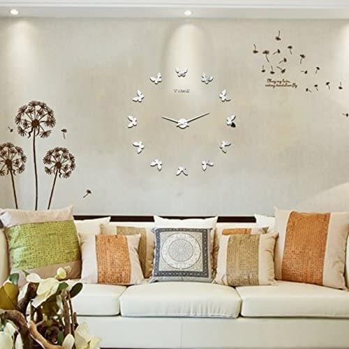 Modern DIY Large Wall Clock 3D Mirror Surface Sticker Home Office Decor