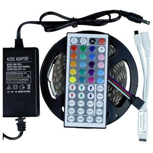 5050 RGB led strip set 5m 300leds waterproof 12V + 44keys remote control+ 12V 5A power supply with EU/AU/UK/US Plug
