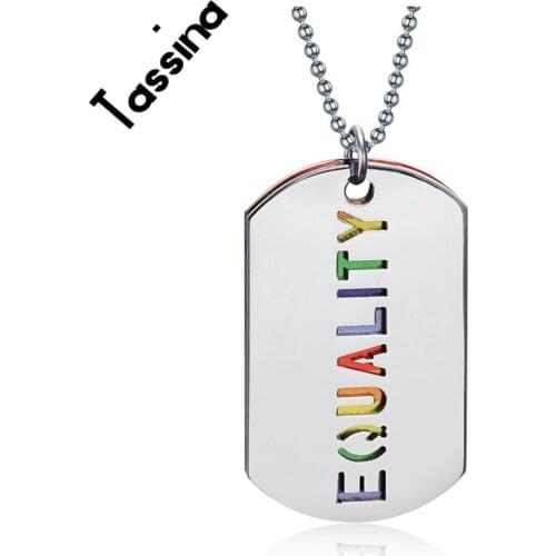 Tassina LGBT Titanium Steel Rainbow Pendant Gay Jewelry Stripe Color Necklaces Pendant Lesbian Pride Jewelry TNPPN022