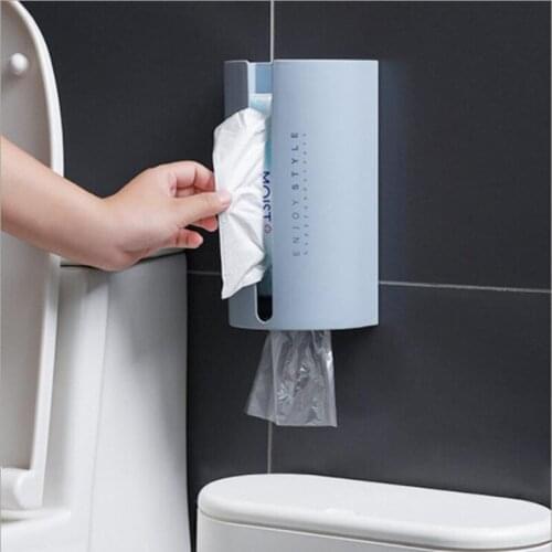 Waterproof Wall Mount Toilet Paper Holder Kitchen Wall Adhesive Tissue Box Shelf Bathroom Roll Paper Trash Bag Storage Box