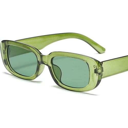 2021 Women Luxury Green Square Sunglasses Gradient Clear Mirror Summer Brand Design Small Rectangle UV400 Motorcycle Sun Glasses