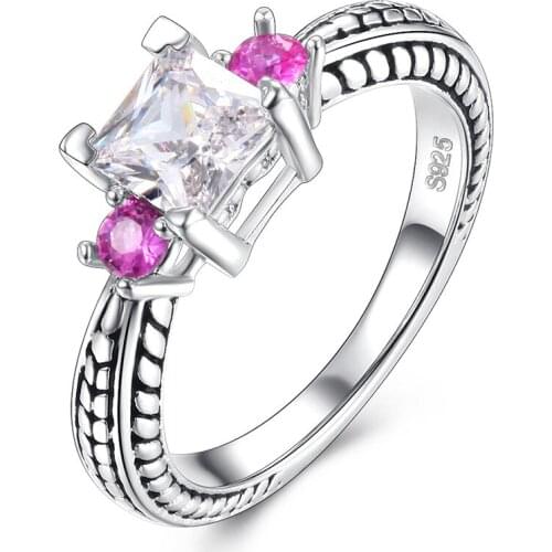 Tetragonal AAA Zircon Ring Micro-inlaid Purple Zircon Ring Retro Black Wedding Rings for Women Fashion Gift Jewelry