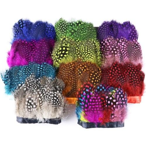 1 Meter 10 Colors Width 5-8 CM Dyed Colorful Guinea Fowl Feather Lace Trim Garment BAG Sewing Party Carnival Decoration
