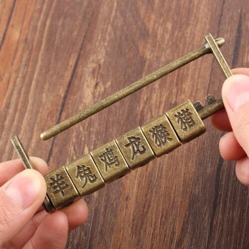 1pc Antique lock keyed padlock Password combination locking for door wooden Jewelry box luggage 89*37*17mm