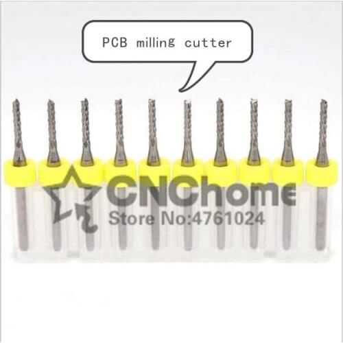 10pcs PCB milling cutter 0.6mm-3.0mm fish tail milling cutter corn milling cutter tungsten carbide mini end mill engraving