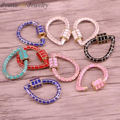 5PCS, DIY Jewelry Drop Screw Clasps Enamel Copper Connector Lock Carabiner For Jewelry Making