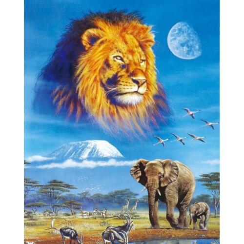 5D DIY diamond painting lion and elephant cross stitch full square / round diamond embroidery animal mosaic home decoration