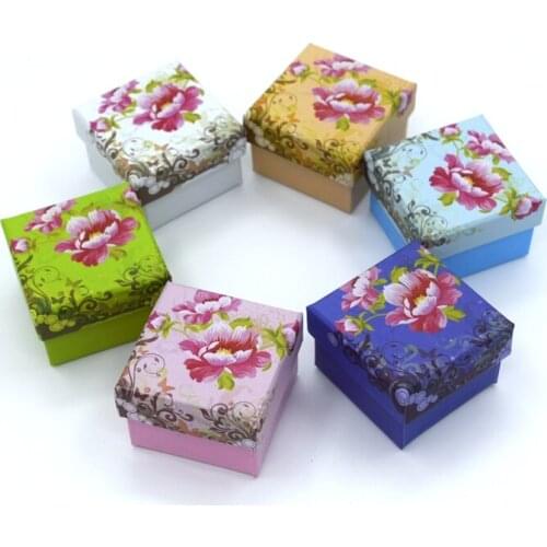 New 6PC 4.3*4.3*3.3cm peony FLOWER Jewery Organizer Box Rings Storage Cute Box Small Gift Box For Rings Earrings 6 Colors
