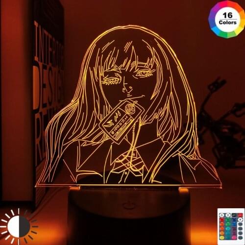 Anime Lamp Yumeko Jabami From Kakegurui Compulsive Gambler Gift for Bedroom Decor Nightlight Cute Japanese Waifu Led Night Light