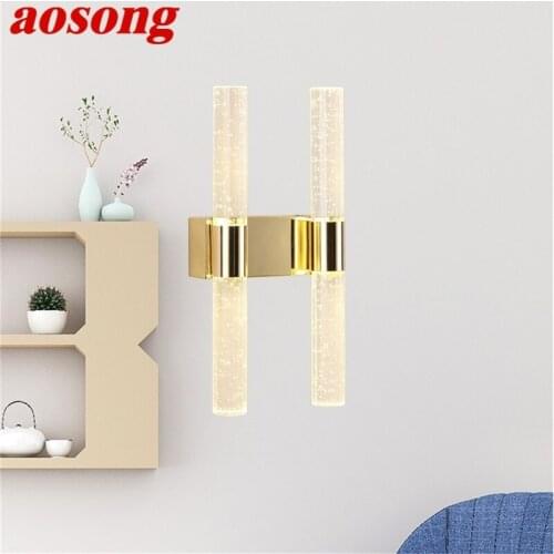 AOSONG Wall Sconces Lamps LED Modern Luxury Indoor Simple Crystal Lights For Home Bedroom