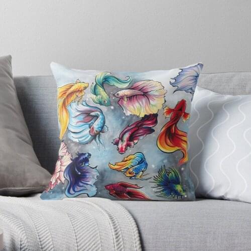 Betta Fish Throw Pillow Cushion Cover Polyester throw pillows case on sofa home living room car seat decor 45x45cm