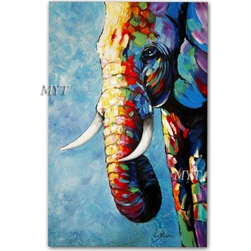 Children Room Decorative Picture Elephant Oil Painting Palette Knife Style Abstract Animal Paintings Canvas Wall Art Hot Sell