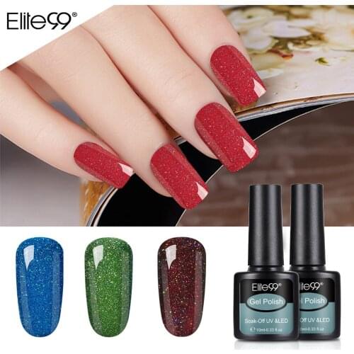 Elite99 10ml Neon Gel Varnish Glitter Bling Hybrid Nail Gel Polish Semi Permanent UV Primer Top Coat Nail Art Gel Nail Polish