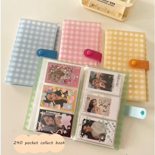 SKYSONIC 240 Slots Cream Waffle 3 Inch Photo Album Transparent Sleeves Idol Cards Collect Book Korean Journal Book Home Supplies