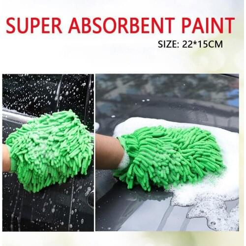 Hot Sale 2 In 1 Ultrafine Fiber Chenille Microfiber Car Wash Glove Mitt Soft Mesh Backing No Scratch For Auto Wash Cleaning Tool
