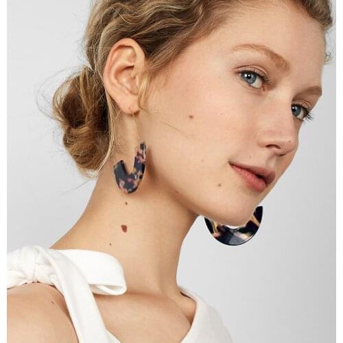 HOCOLE New 2019 Acrylic Acetic Acid Drop Earrings for Women Fashion Leopard Resin Dangle Earring ZA Bohemian Pendant Jewelry