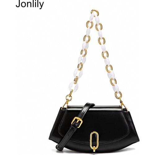 Jonlily Women Genuine Leather Shoulder Bags Female Fashion Trends Messenger Crossbody Bag Teens Daybag Elegant Purse -KG623