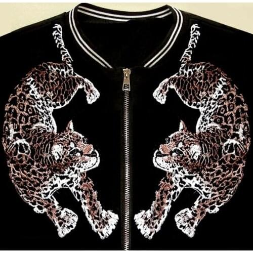 Chinese Embroidery pair leopard patch parches sew on dress coat bag applique Clothing accessories bordados para ropa DIY13*25cm