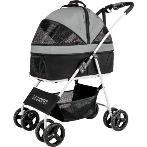 Pet Stroller, Breathable Dog Out Stroller Detachable Cat Stroller, One-button Folding, Detachable Cradle, Multi-stage Adjustment