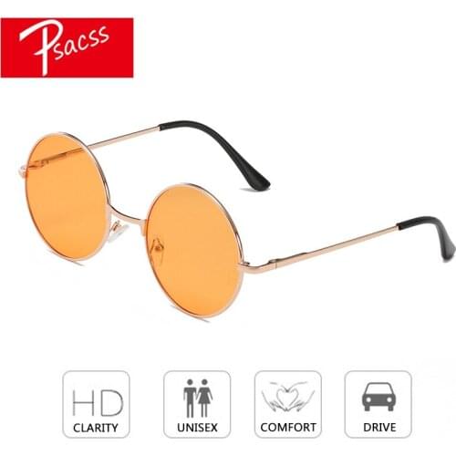 Psacss Round Sunglasses Women Men Metal Frame Vintage Womens Sun Glasses Fashion Luxury Brand Designer oculos de sol feminino