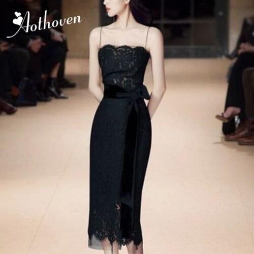 Summer Maxi Pencil Dresses Black Spaghetti Strap Strapless Women Dress Bandage Bodycon Sexy Party Vintage Lace Dress Vestidos