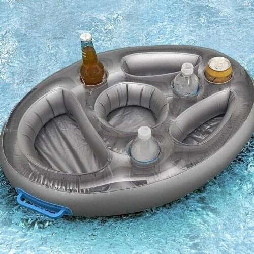 Summer Outdoor Party Bucket Cup Holder Inflatable Pool Float Beer Drinking Cooler Table Bar Tray Beach Swimming Ring Accessories