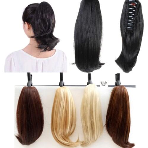 MSTN Synthetic Short Straight Fake Hair Pony Tail Ombre Clip In Hair Extensions Claw Ponytail Extension