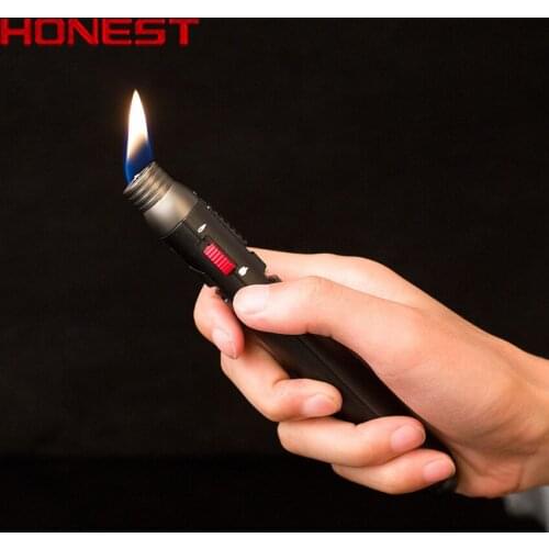 Inflatable Butane Switchable Dual Flame Jet Blue Flame Lighter Windproof Zinc Alloy Cigarette Lighter Cigar Accessories