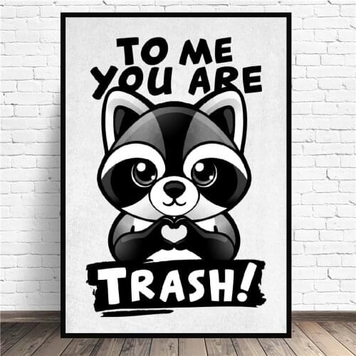 Raccoon trash lover Canvas Wall Animal Abstract Art Print Modern Poster Wall Pictures Living Room Decor