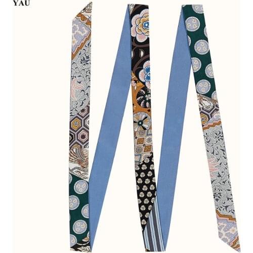 "Board game" Brand Long Skinny Scarf Fashion Head Scarves For Ladies Silk Scarf Women 200cm Dot Bag Ribbons Female Belt 2020