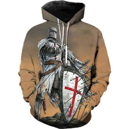 2021 New Knights Templar 3D Printed Men hoodies Harajuku hoodie Fashion Sweatshirt Casual jacket autumn and winter Streetwear