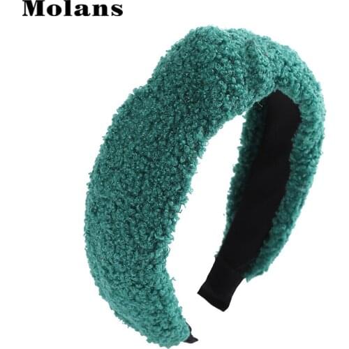MOLANS Winter Warm Plush Headband For Women Hair Band Accessories Teddy Hairy Wide Thick Hair Hoop Bezel Girls Headdress