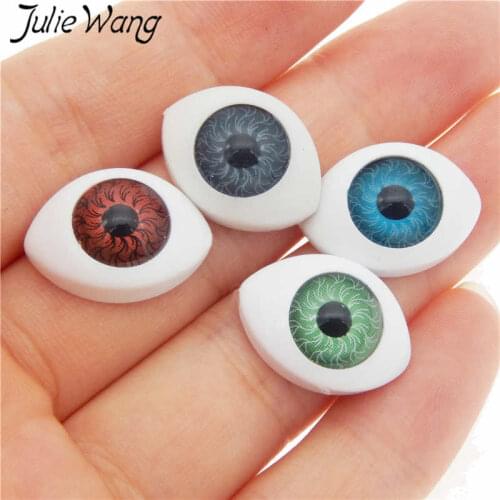 Julie Wang 10PCS Oval Plastic Human Eyeballs Doll Eyes Mixed Color Buttons Safety For Puppet Plush Toy Doll Making Accessory