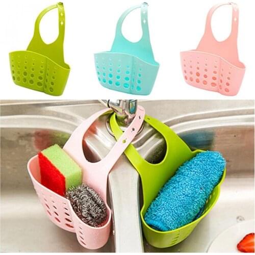 Practical Storage Hanging Basket Sink Sponge Holder 2 Bags Holes Tap Adjustable Strainer Organizer Rack Kitchen Accessories
